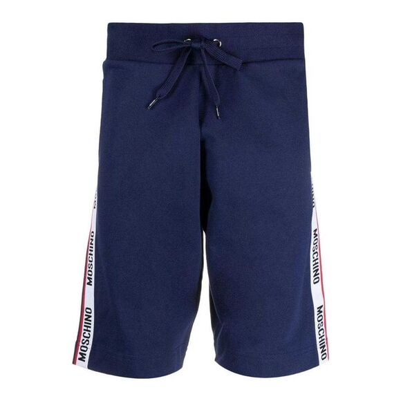 Moschino Mens Branded Tape Shorts / Navy Blue